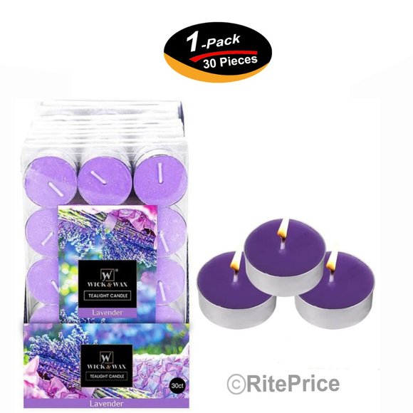 30 PCS Lavender Tealight Candles Highly Scented w/ Essential & Natural Oils -New - Picture 1 of 8